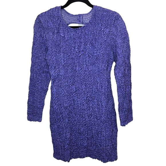 NWT Samsoe Samsoe Womens L Bianca Iris Bloom Crinkle Long Sleeve Mini Dress - Picture 7 of 15